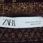 ZARA  Brown and Gold Cropped Cardigan Sweater Size Small Brown Cropped Sweater Photo 6
