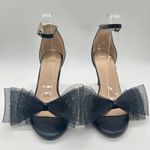 Allegra K Heels Sandals Women 8 Black Mesh Bow Pointed Toe Slip On Dressy New Photo 3