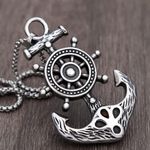 Mens Sea Anchor Necklace Stainless Steel Nautical Viking Punk Biker Pendant Photo 1