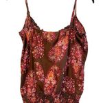 6 Degrees Floral Tank with Smocked Waistline Brown Pink Women’s Large Photo 1