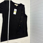 Michael Kors MICHAEL Black Blouse long bell sleeves and gold-tone stud details M Photo 9