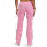 Juicy Couture Pink Velvet Fleece Pants with Rhinestone Detail Y2K Size SMALL Photo 10