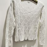 Gap Women's White cable Knit 100% Cotton Long Sleeve Side Slit Pullover Sweater Size Small Photo 1