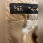 ZARA  Basic gold tan linen blend floral mini skirt Photo 3