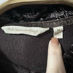 Soft Surroundings  Northstar Hoodie Velvet Trim Sweatshirt Brown Size Medium‎ Photo 3