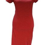 Absolutely Love It! Red with White Stripes Short Sleeve Scoop Neck Midi Dress M Size M Photo 0