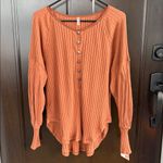 Free People Movement NWT  Bella Layer Ribbed Henley Top Spiced Copper Generous XS Photo 4