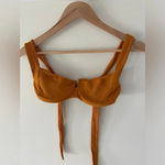 l*space L* Bikini Camellia Top Pointelle ribbed bikini top in mustard size s Photo 1