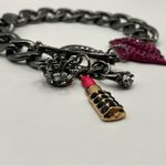 Boutique Chunky Chain Bracelet with Crown, Lipstick, Ring, and Pink Lip Charm Photo 1
