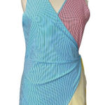 Lands' End Lands’ End New. Women's Dress Blue Red Yellow Stripe Seersucker Wrap Size XL Photo 0