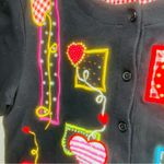 Vintage embroidered beaded long sleeve button front cardigan shirt cotton heart Red Size L Photo 5