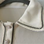Dazy Polo White Cream Pearl Buttons Contrast Trim Blouse Shirt Size XSmall NWT Photo 2