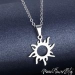 Silver Cutout Sun Pendant Necklace Photo 5