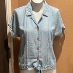 LC Lauren Conrad  blue short sleeve button up blouse Photo 0