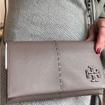 Tory Burch Authentic Gray Leather Magnetic flap logo Crossbody Bag/lg card case Photo 8