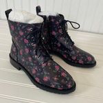 Rebecca Minkoff NWT Black & Pink Ditsy Floral Nappa Gerry Combat Boots Size 9.5 Photo 0