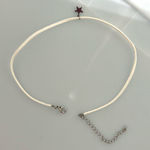 White Faux Choker Charm Necklace with Whimsigoth Silver Tone Star Cham / Pendant Photo 3