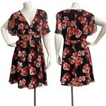 Madewell Tulip/ Slit Sleeve Mini Dress French Rose V Neck Black Red Faux Wrap 8 Photo 1