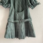Free People NWOT GREEN COMBO SEVI PLAID PLEATED DROP WAIST BELTED MINI DRESS S Photo 7