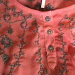 Free People Pennies Sequel Semi-Sheer Rust Embroidered 3/4-Slv Blouse Top VGUC XS Photo 8