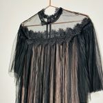 Nha Khanh Black Tulle Shift Lulu High Neckline Lace Collar Zipper Dress size 6 Photo 4