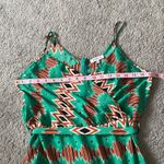 JustFab  Orange & Green Zig Zag V-Neck Tank Dress | Size Medium Photo 11