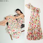 NEW Borgo De Nor Petra One Shoulder Ruffle Midi Dress Tiered Floral Print Size 8 Photo 2