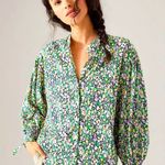 Anthropologie Maeve Ashleigh Puff-Sleeved Button Down Ditsy Floral Blouse Photo 0