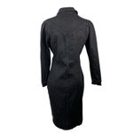 Reserved  Black Denim Ruched Collared Long Sleeve Midi Bodycon Shirt Dress Sz 38 Photo 1