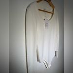 White Fitted Bodysuit with Long Sleeves Size L Photo 5