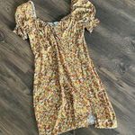 Gold yellow floral mini dress Photo 0