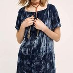 Anthropologie | Floreat Crinkled Velvet Navy Mini Dress XS Photo 0