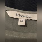 RW and Co. Blouse Olive Green Gold Studs in front. Light Material. Size L Photo 5