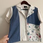 Kenar Vintage Floral Button-Down Cropped Blouse Size Medium Photo 3