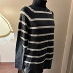 A New Day  Charcoal and White Striped Turtleneck Sweater Size S Photo 6
