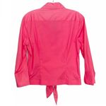 cupio Hot pink tie front crop style button up popping collar blouse Photo 3