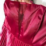 Lulus  Just Like a Movie Satin Strapless Pleated Midi Dress Small Pink Magenta Photo 4