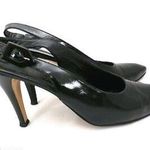 Authentic YSL Slingback Black Patent Leather High Heels Shoes 9.5 N Original Box Photo 2