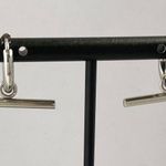 Titanium Steel Dangle Drop Earrings for Men Women,Silver Hoop Earrings Silver Photo 4