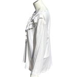 Chico's Long Sleeve Ruffled Henley Beige Button Front Blouse Elegant Feminine SZ3 Photo 1