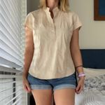 Laundry by Shelli Segal Shelli Segal Embroidered Shirt Medium‎ Cream Pintuck Pleated Blouse Boho Western Photo 2