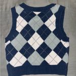 Hollister  Sweater Vest Knit Blue Argyle Crop Photo 1