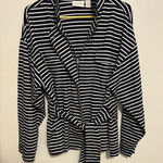 Chico's Chico’s Black White Striped Zip Jacket Size 2 Tie Waist Knit Photo 0
