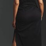 Anthropologie By  Cap Sleeve V-Neck Button Front Ruched Slim Midi Dress Black 1X Photo 1