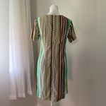 Vintage ‘70s Green, Brown, & Ivory Zigzag Print Short Sleeve Mini Dress Green Size XS Photo 5