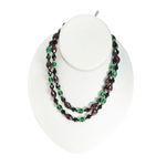 Vintage Jewellery Gorgeous Art Deco Emerald Green Glass & plum Pendant Necklace Purple Photo 0