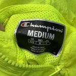 Champion Windbreaker Jacket Medium Neon Yellow Hooded Mesh Lined Vented Nylon Photo 4