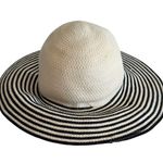 Target Wide Brim Packable Sun Beach Hat Cotton Cream & Black Striped Photo 2
