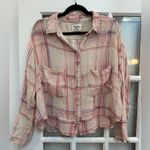 Anthropologie Holding Horses Pink Pocket Blushed Plaid Buttondown Shirt Size L Photo 2