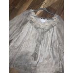 Bella France Silk Floral Anthropologie Top Italy casual fall blouse embroidered Gray Size M Photo 2